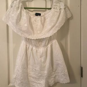 White Off the Shoulder Eyelet Romper
